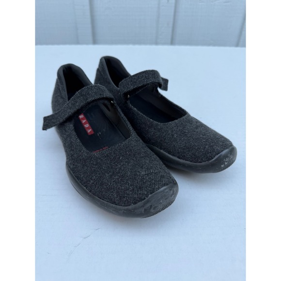 Prada Shoes - Vintage Y2K Prada Sport Mary Jane Wool Sneakers Grey Linea Rossa Vibram 2804 37